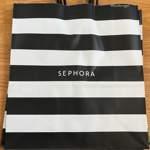 🖤🤍Set of 4 Large Sephora Black & White Stripe Bags🤍🖤 - Picture 5 of 6